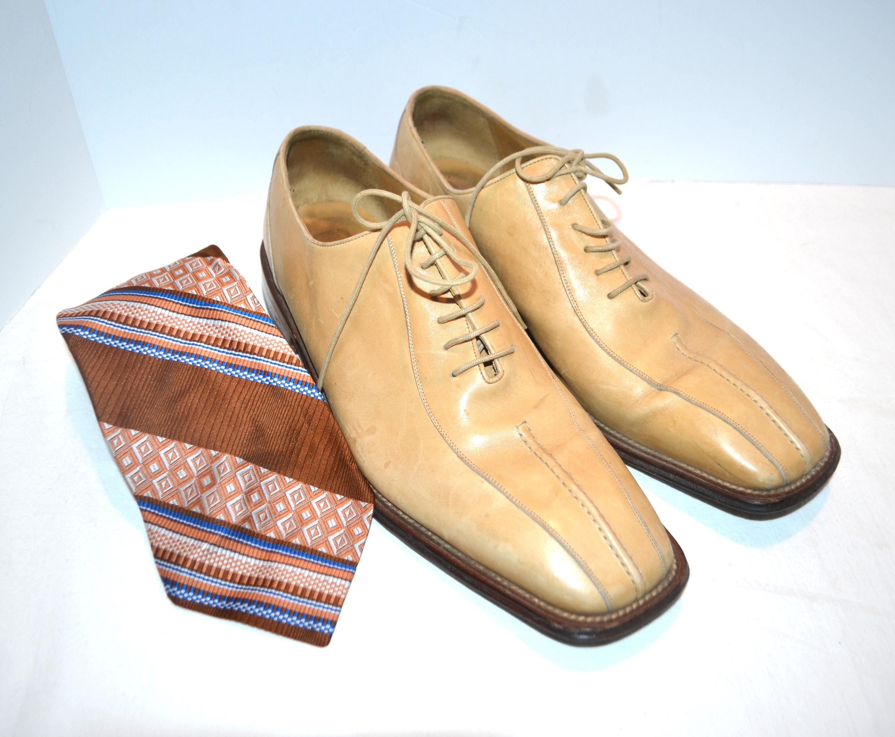 Mezlan Fasoli Dress Shoes Mens 10.5 Derby Oxford Light Brown Tan Mustard Leather Mezlan Brown Dress Shoes for Men for sale | eBay main image 4