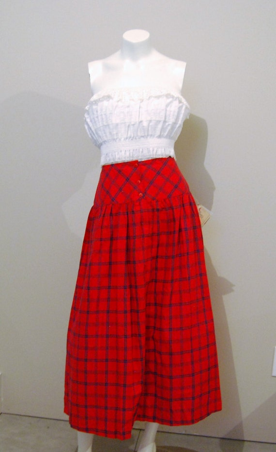 Vintage Skirt Full Swing Red with Navy 1980's