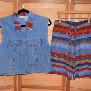 Vintage Two Piece Western Native Aztec Outfit image 1