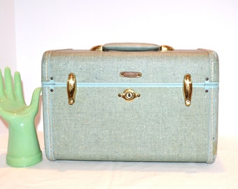 Vintage Train Case Samsonite Powder Blue Ice 1940