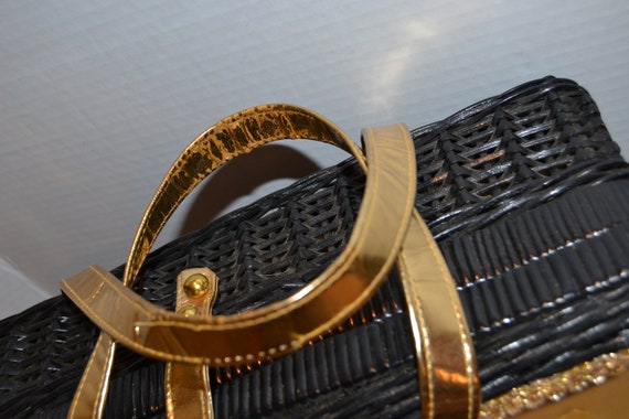 Vintage Handbag 1950's Crests in Beads on Gold wi… - image 6