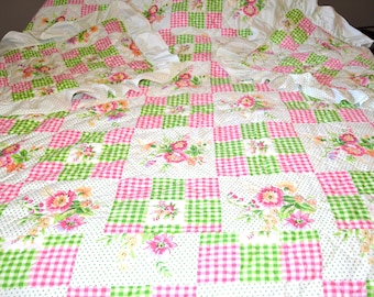 Vintage Bedding Pink and Green  1970's Tots through Teens