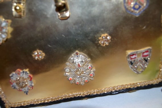 Vintage Handbag 1950's Crests in Beads on Gold wi… - image 4