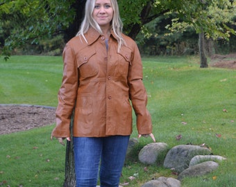 Vintage Leather Coat Unisex Blazer Style