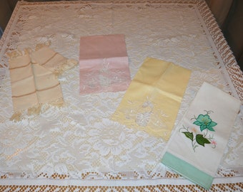 Vintage Lace Tablecloth with Sweet Pastel Accents