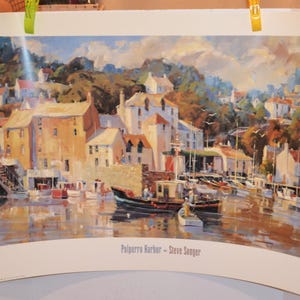 Vintage Art Polpperro Harbour United Kingdom by Steve Songer