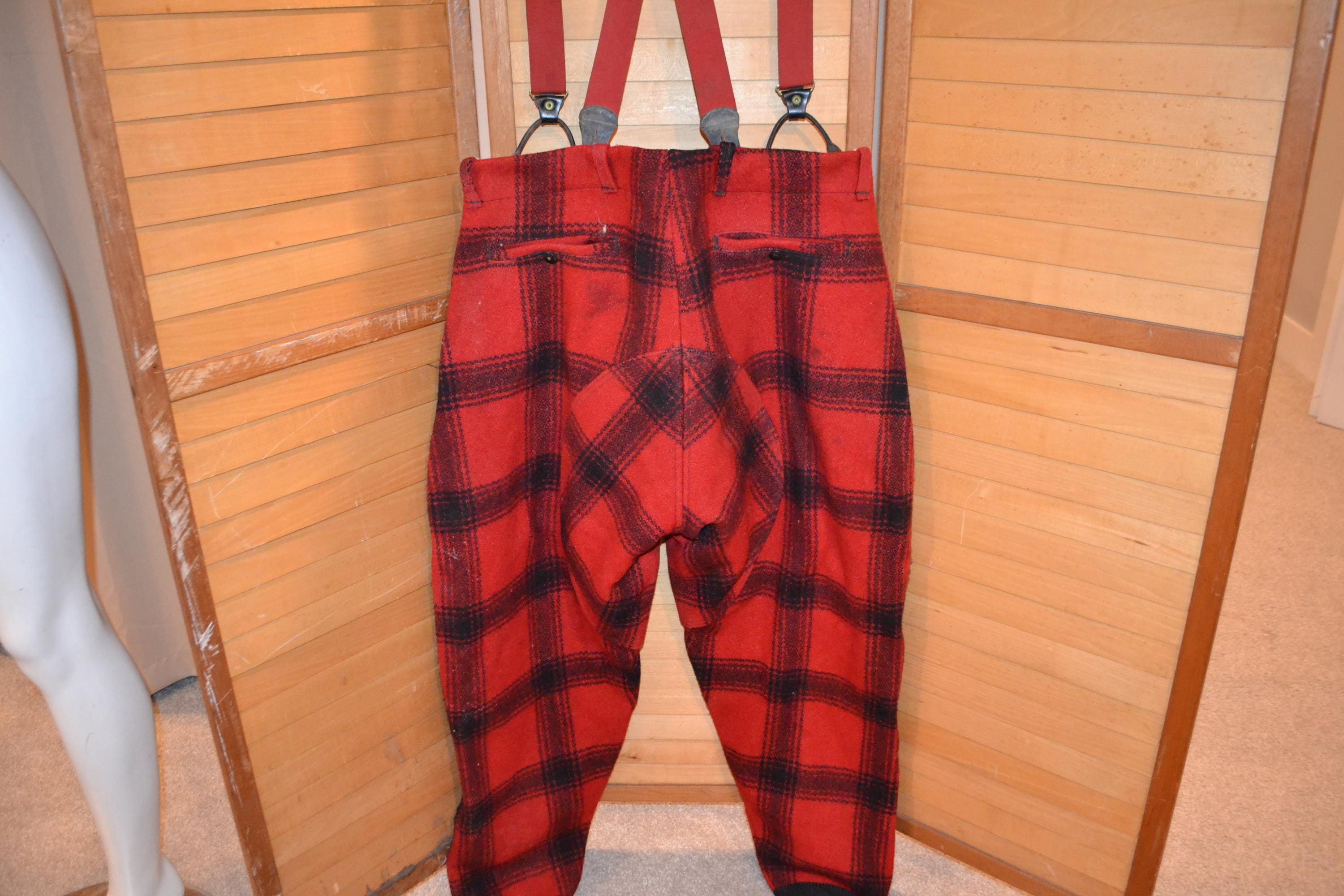 Vintage Pants Wool 1940's 1950's Hunters Plaid With