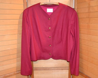 Pendleton Vintage Blazer Cranberry Red Gold Buttons Wool