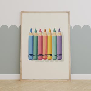 Crayon Wall Art - Colourful Crayons Print for Playroom, Kids Room, Nursery - Classroom Decor - Printable Digital Download