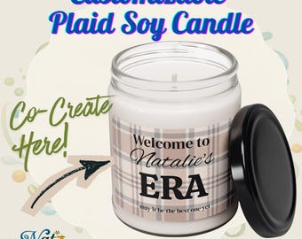 Customizable Plaid Soy Candle: Personalized 'Era' Gift (9oz)