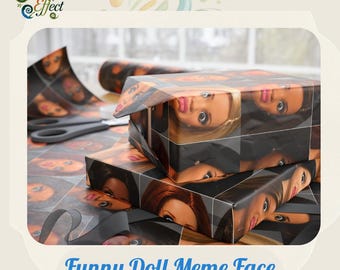 Funny Barbie Doll Face Wrapping Paper | Patterned Gift Wrap Roll