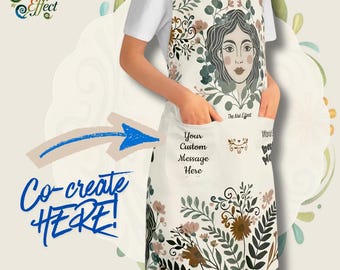 Customizable Floral Face Apron | Botanical Kitchen Crafting Accessory