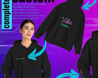 Customizable 'Vibe Coder' Hoodie: Personalized Techcore Apparel