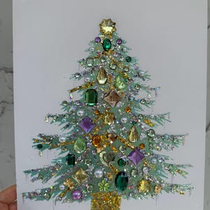 Bedazzled Christmas Tree Canvas Art 11x14” Christmas Decor - Christmas Decorative - Mini Christmas Tree