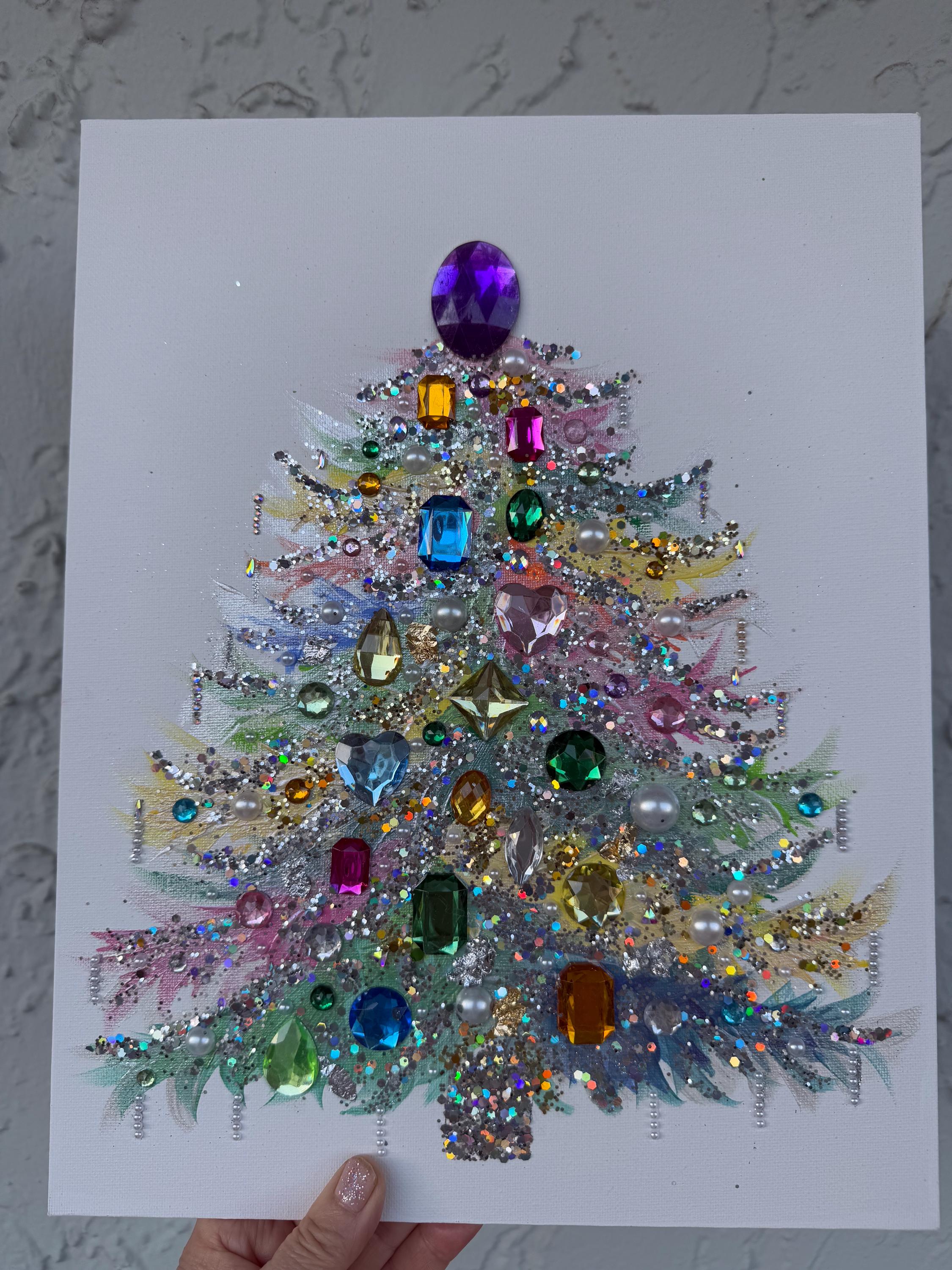 Jeweled Christmas Tree Canvas Art 11x14” Christmas Decor - Mini ...