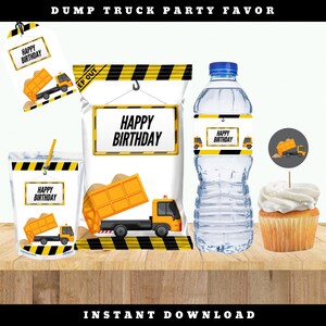 Dump Truck |Construction Theme | Custom Labels for Juice, Water Bottles, Chips, Cupcake Topper and Thank You Tags