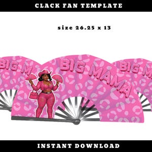 Big Mama Fan Template | Cowgirl Digital Fan Design | 26.25x13 Pink Glam Diva Printable PNG Download | This File Is NOT Editable