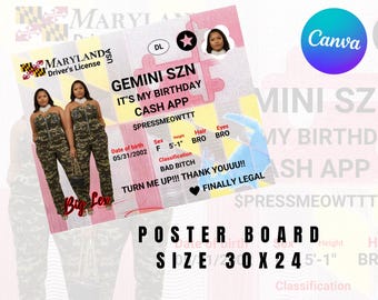 Driver License Birthday Sign  Maryland Printable Party Poster Prop Template Digital Download