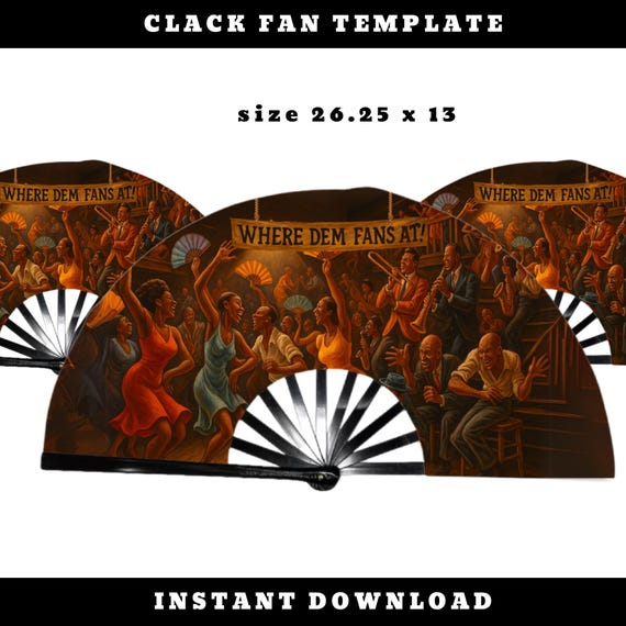 Jazz Club Clack Fan Template: Vintage-Style Party Scene (Digital Download)