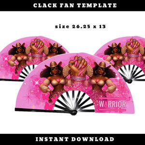 Modello per ventaglio Clack "Sopravvissuta al cancro al seno" / Design per ventaglio digitale Warrior Pink / 26,25x13 / / Download immediato / Questo file NON è modificabile