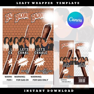 Envoltorio de cigarros de hoja editable y personalizado para fiestas • Envoltorio imprimible • Plantilla de Canva • Paquete individual