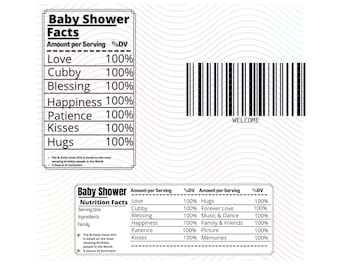 Letrero con información nutricional para baby shower: Decoración imprimible divertida (descarga instantánea, PNG)