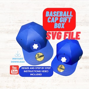 Cap Box Vorlage SVG, Baseballkappe Box SVG, Baseballkappe Box Vorlage druckbar, Hutschachtel SVG, Schnittdateien für Cricut, Silhouette