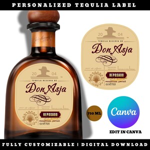 Personalized Don Style Tequila| Custom Tequila Bottle Label | Digital Download | Edit in Canva