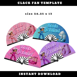 Boots on the Ground Clack Fan Template | Purple Pink Dark Pink Blue | Instant Download PNG | Cowgirl Fan Design | This File Is NOT Editable