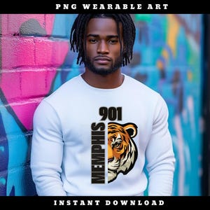 Memphis 901 Tiger Sublimation & DTF Design - Instant Download PNG