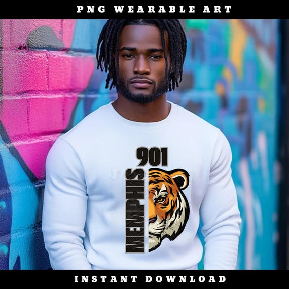Memphis 901 Tiger Sublimation & DTF Design - Instant Download PNG