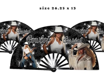 Plantilla de abanico Cowboy Carter Clack: Vaquera brillante PNG (Descarga digital)