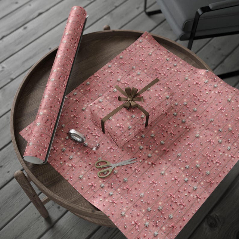 Carta da regalo natalizia con glitter rosa, elegante carta da regalo festiva immagine 5