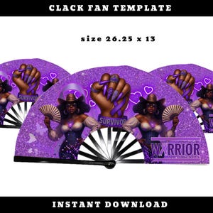 Modelo de Leque Clack de Sobrevivente do Guerreiro Roxo | Violência Doméstica e Lúpus | Download Digital Instantâneo 26,25x13 | Este Arquivo NÃO É Editável