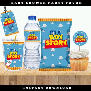 Toy Story Baby Shower Favor Bundle: Chip Bag, Juice Label (Digital Download)