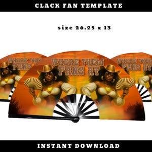 Where Them Fans At Template | Cowgirl Digital Fan Design | 26.25x13 Yellow Afro Diva Printable PNG Download | This File Is NOT Editable