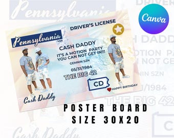 Driver License Birthday Sign  Pennsylvania Printable Party Poster Prop Template Digital Download