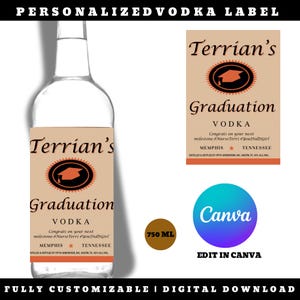 Etichetta Vodka personalizzata / Etichetta per bottiglia di Vodka personalizzata / Download digitale / Modifica in Canva