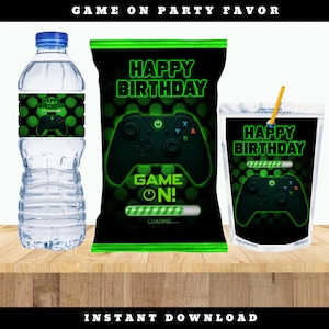 Zakje voor gamingfeestje | Cadeauzakje verjaardag gamer | Afdrukbaar feestbedankje | Thema videogame | DIY-bedankje voor verjaardagsfeestje