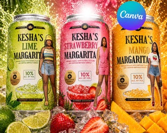Can Label Template Margarita Party Editable Drink Can Wrap Printable Digital Download