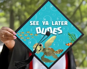 Graduation Cap Topper Funny Ocean Theme Printable Template Grad Cap Decor Senior Humor Design