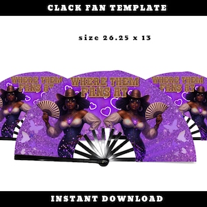 Where Them Fans At Clack Fan Template | Purple Cowgirl Digital Fan Design | 26.25x13 | Instant Download | | This File Is NOT Editable