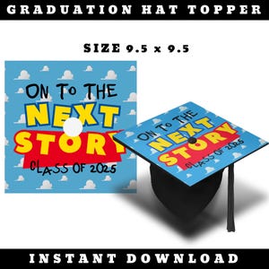 Topo de Chapéu de Formatura | Boné de Formatura Next Story | Decoração de Formatura para Imprimir | Download Instantâneo | 9,5x9,5 | Este Arquivo NÃO É Editável