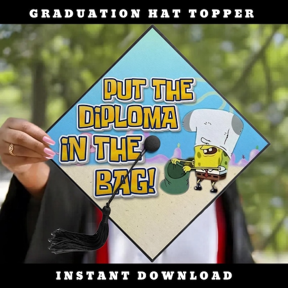 Graduation Cap Topper Funny Cartoon Printable Template Grad Cap Decor Senior Humor Design