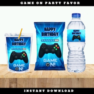 Zakje voor gamingfeestje | Cadeauzakje verjaardag gamer | Afdrukbaar feestbedankje | Thema videogame | DIY-bedankje voor verjaardagsfeestje
