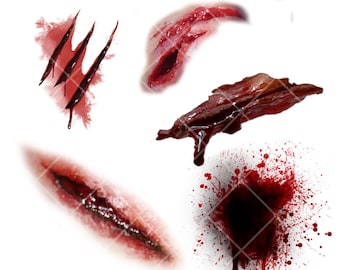 Realistic Bloody Scar PNG Images: Horror Halloween Graphics (Digital Download)