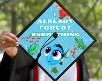 Graduation Cap Topper Funny Ocean Theme Printable Template Grad Cap Decor Senior Humor Design