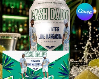 Margarita Can Template Lime Margarita Editable Canva Instant Download