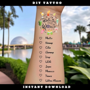 Drinking Around the World Tattoo Checklist: Food & Wine Festival (digitale png-download)