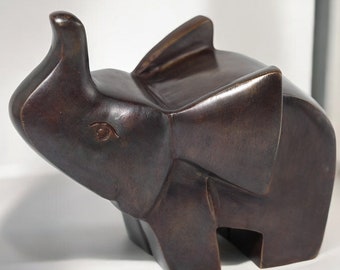 Handmade Bronze Elephant Statue 7x4x6 inches Decorative Sculpture 2.2 lbs Unique Home Decor Gift Made in Thailand Elephant Figurine